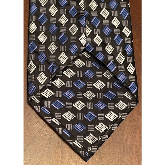 Burma Bibas Black Blue Gray Men’s Neck Tie Made In China - Picture 2 of 9